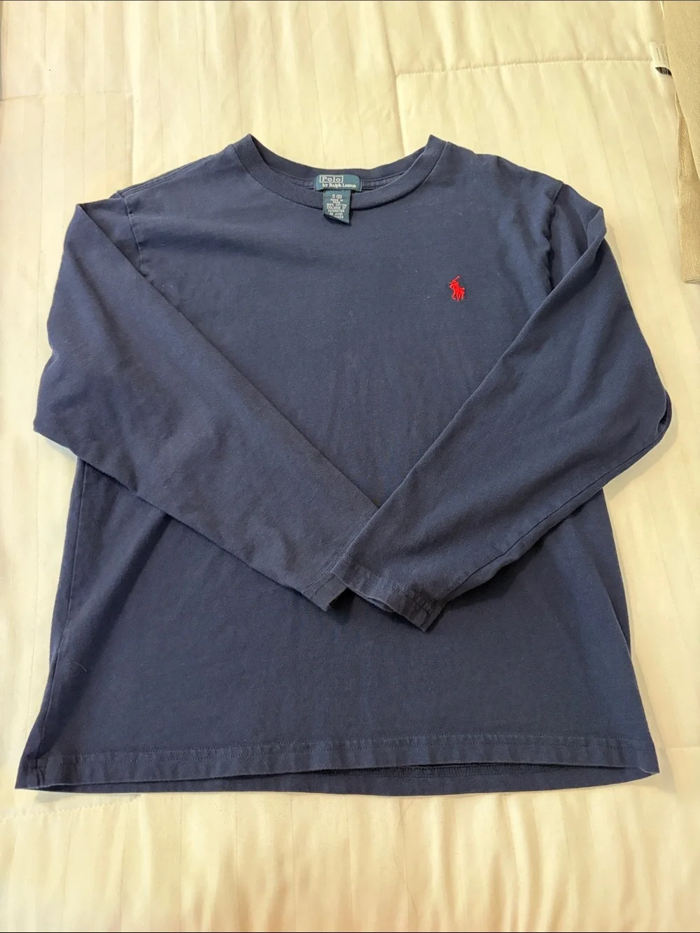 Ralph Lauren Navy Long-Sleeve Crewneck with Red Polo Pony- boys